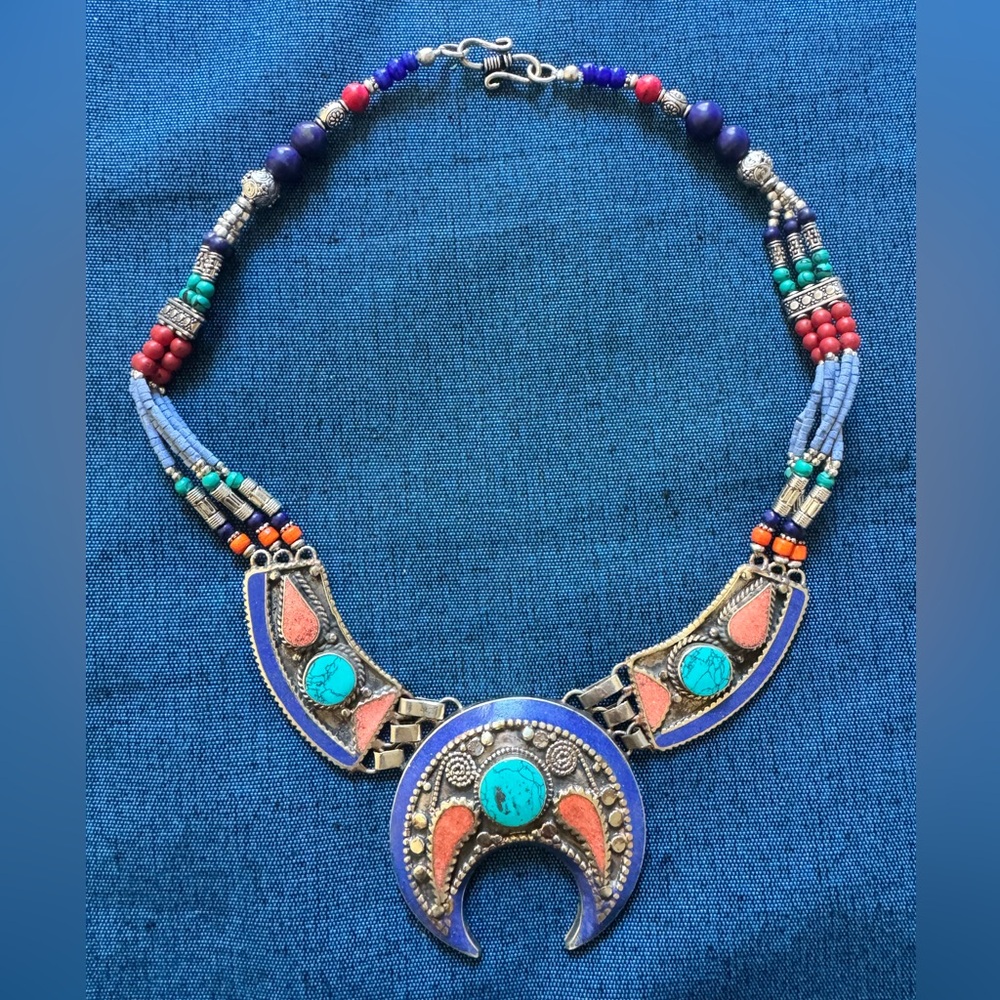 Tibetan Turquoise Lapis Lazuli Handmade Fashion Necklace – Unique Boho Design